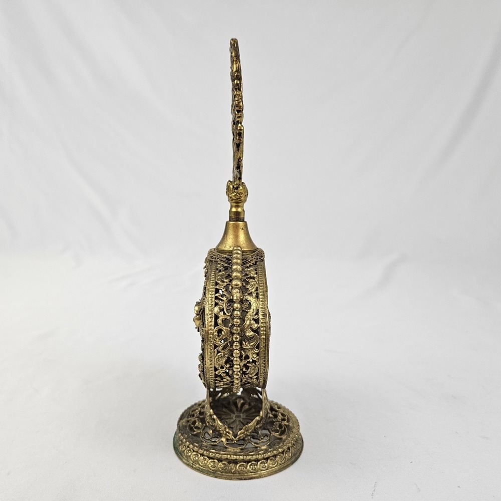 Vintage Brass Filigree Floral Ormolu Perfume Bottle Antique Victorian Ornate - Picture 5 of 12